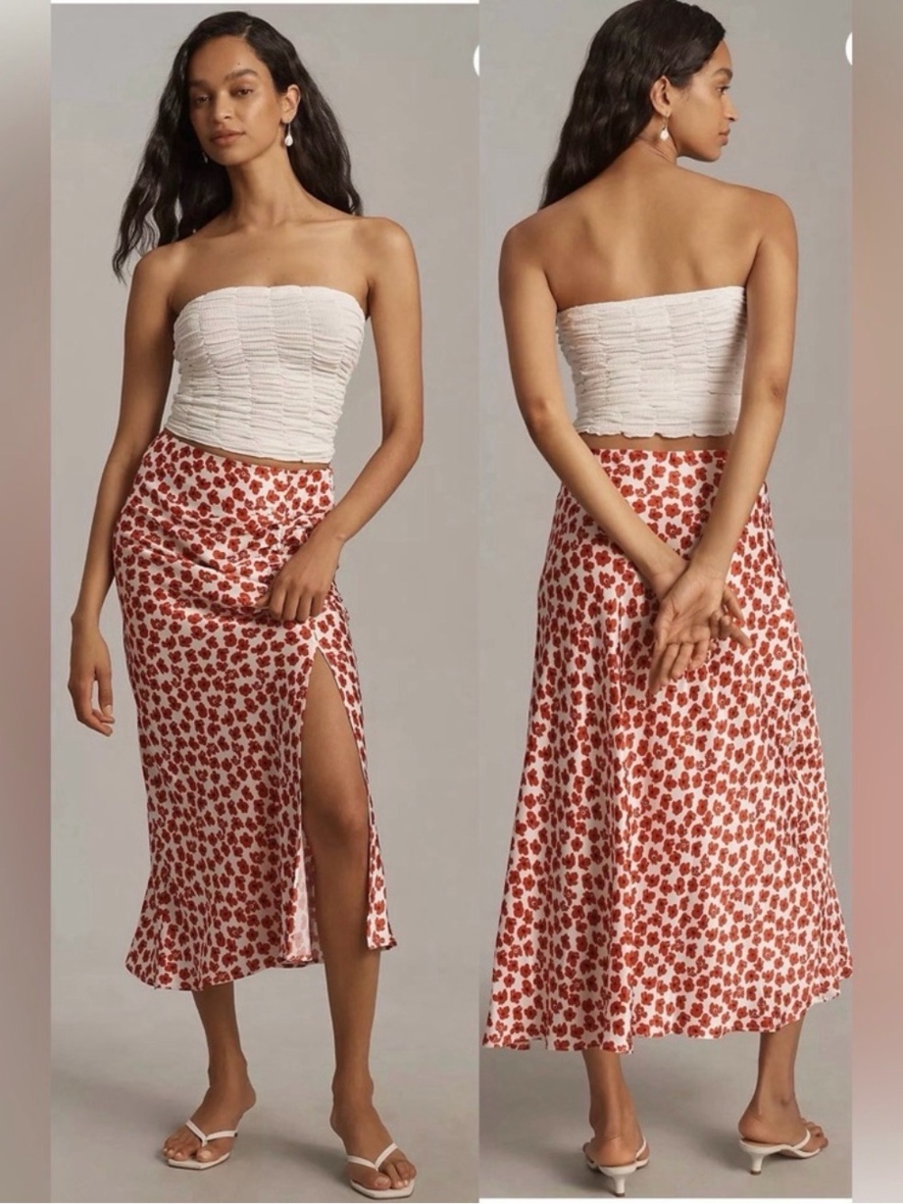 Maeve Anthropologie The Mel Ruched Floral Midi Skirt
